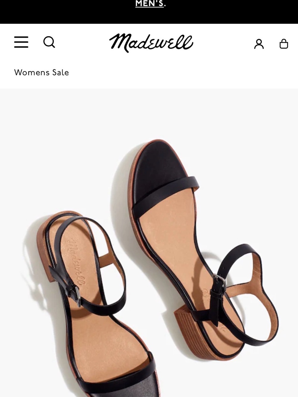 Madewell Black Leather Two-Strap Block Heel Sandals